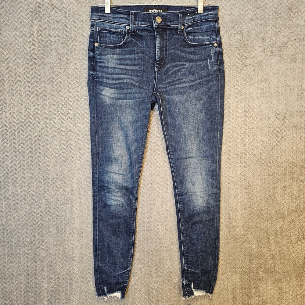 Express Womens Dark Wash Denim Perfect Mid Rise Ankle Legging Jeans Size‎ 6R